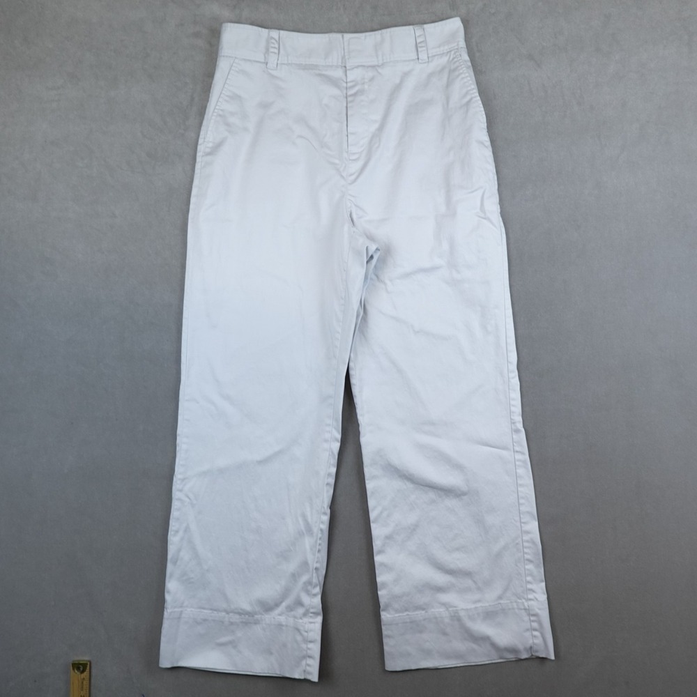 ATM Anthony Thomas Melillo Pants Womens 10 High Waist Crop Wide Leg White Gray